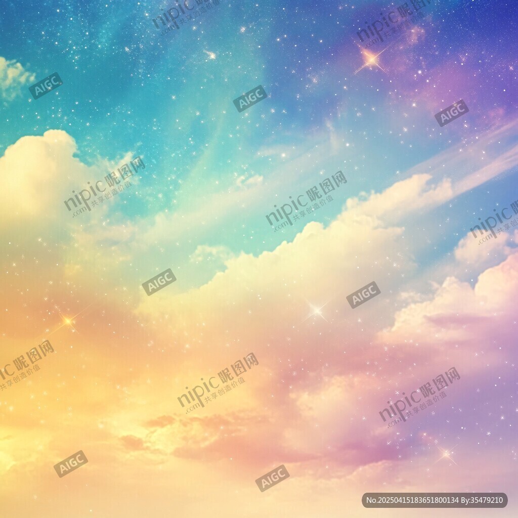 梦幻星空与绚烂云朵背景