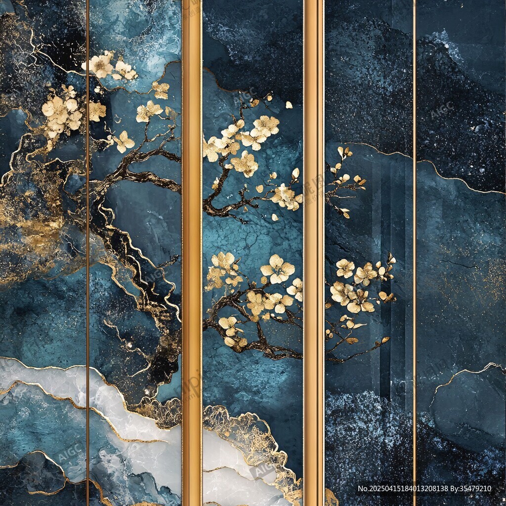 新中式金梅山水艺术屏风
