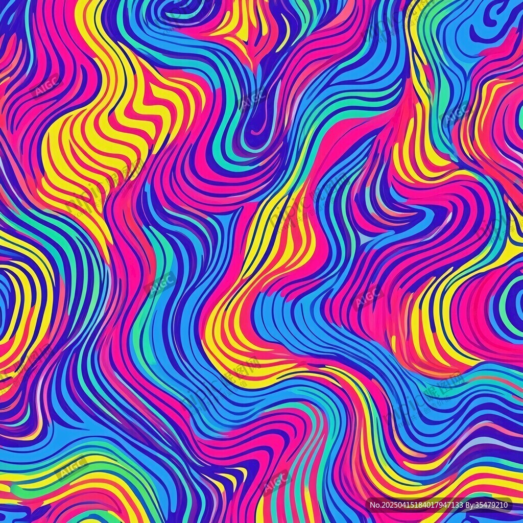 绚丽多彩的波浪形抽象图案