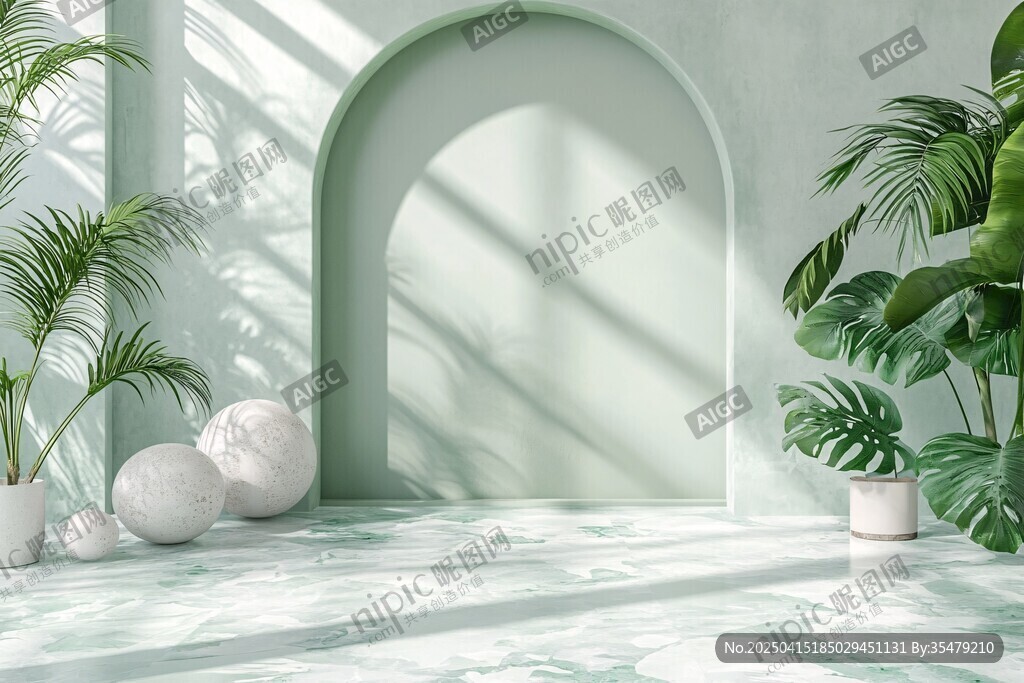 清新绿植装饰的室内空间