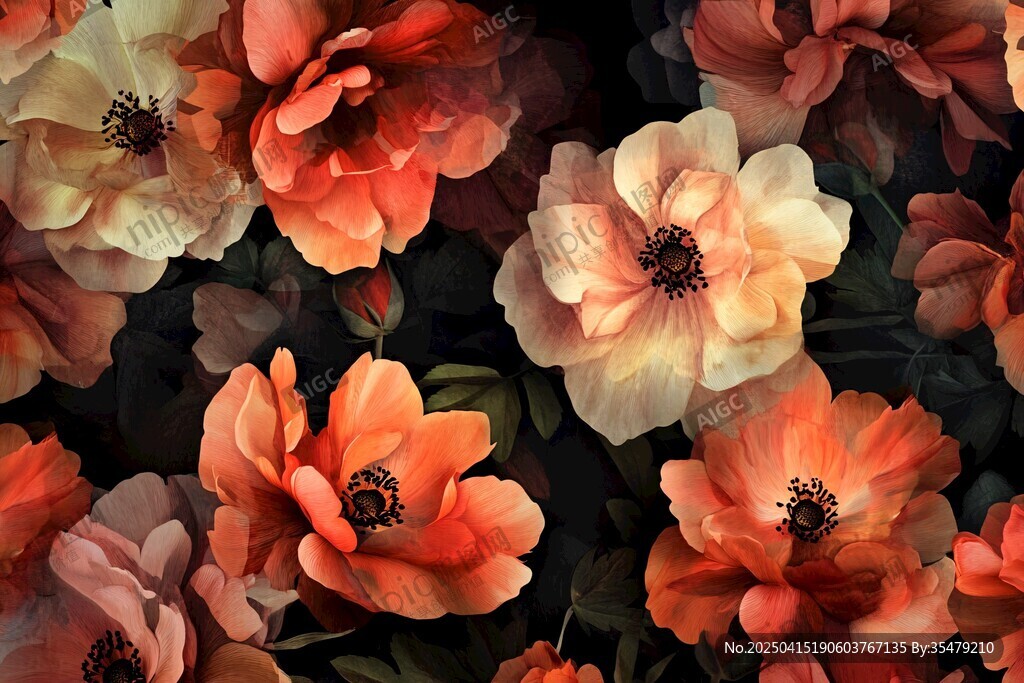 绚丽多彩花卉图案背景