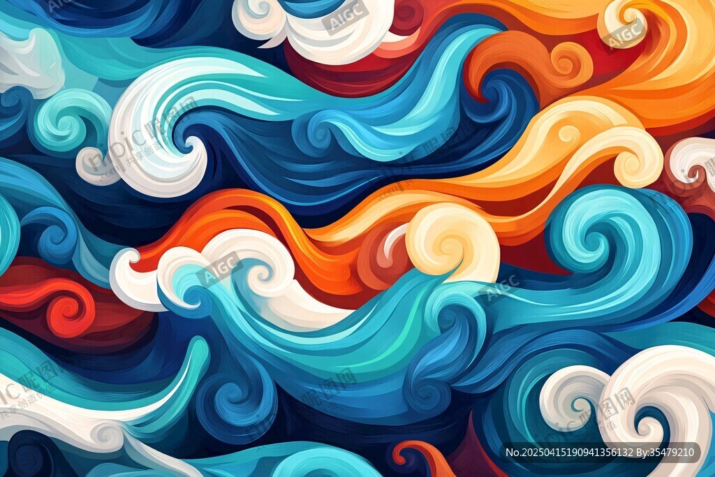 多彩动感波浪图案背景