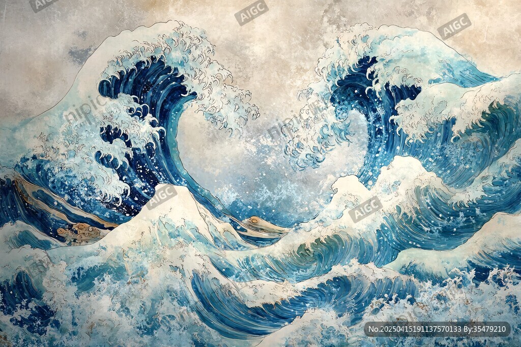海浪汹涌图