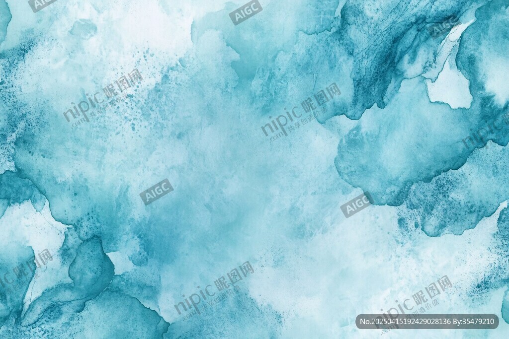 蓝绿色水彩晕染纹理背景