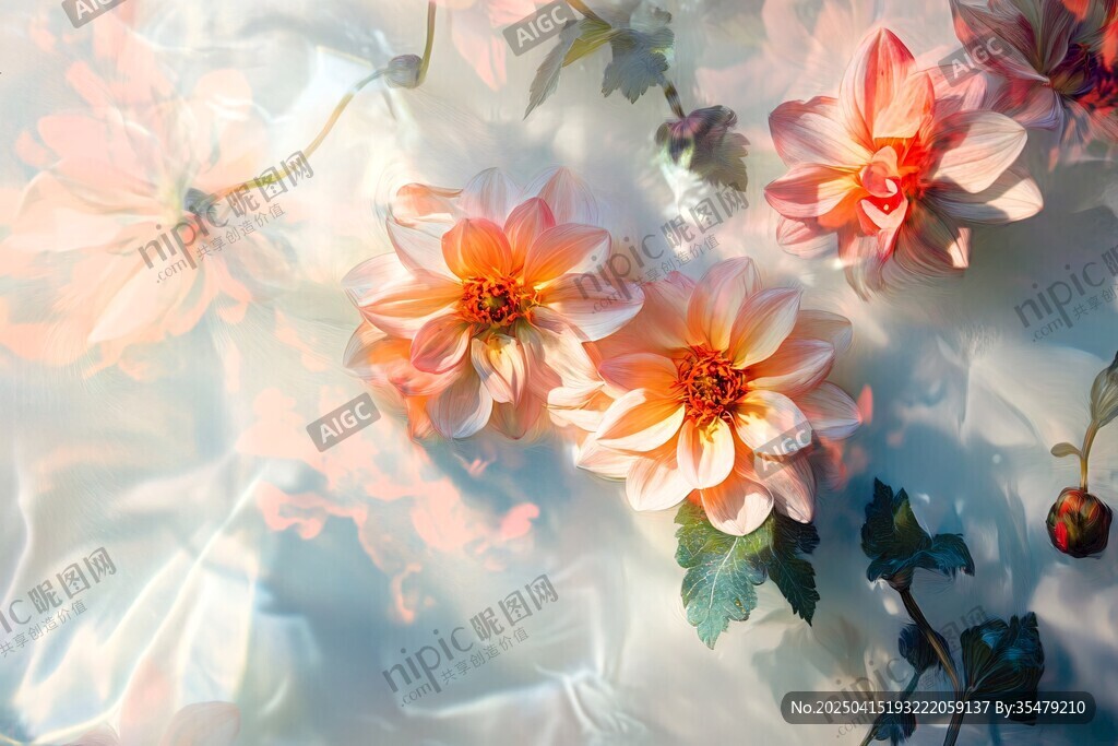 梦幻水中绽放的艳丽花朵