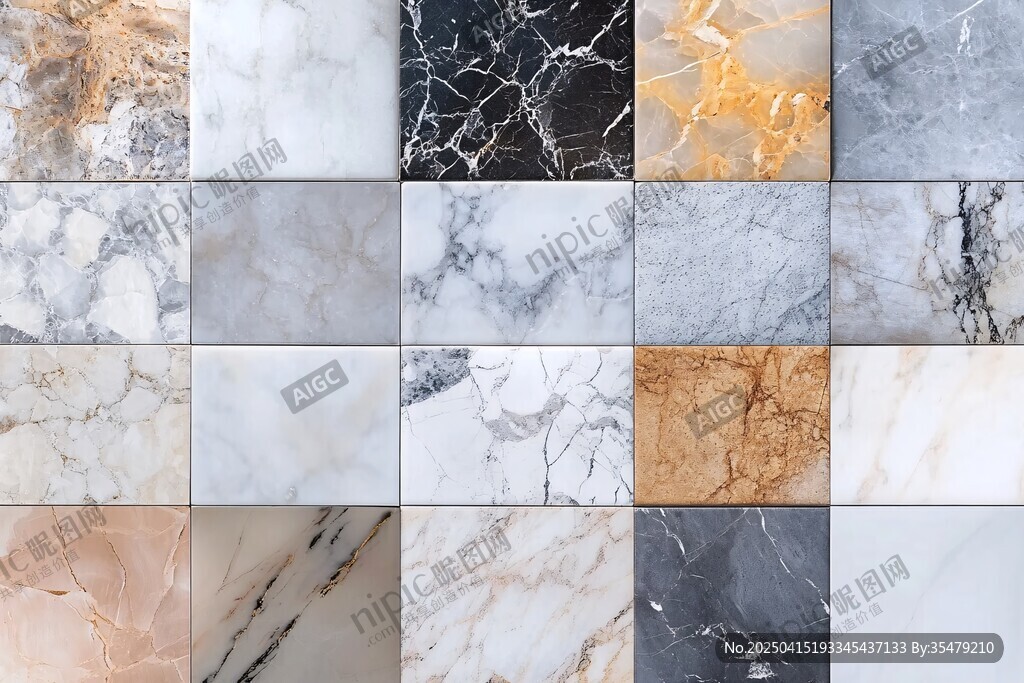 多样大理石纹理瓷砖展示