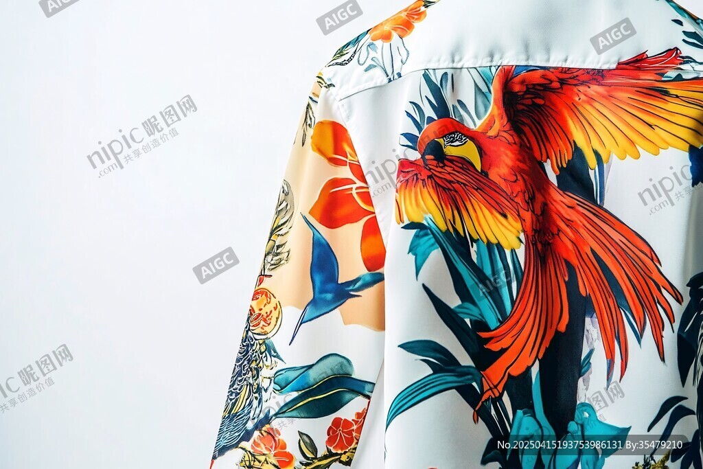 热带鹦鹉印花时尚衬衫