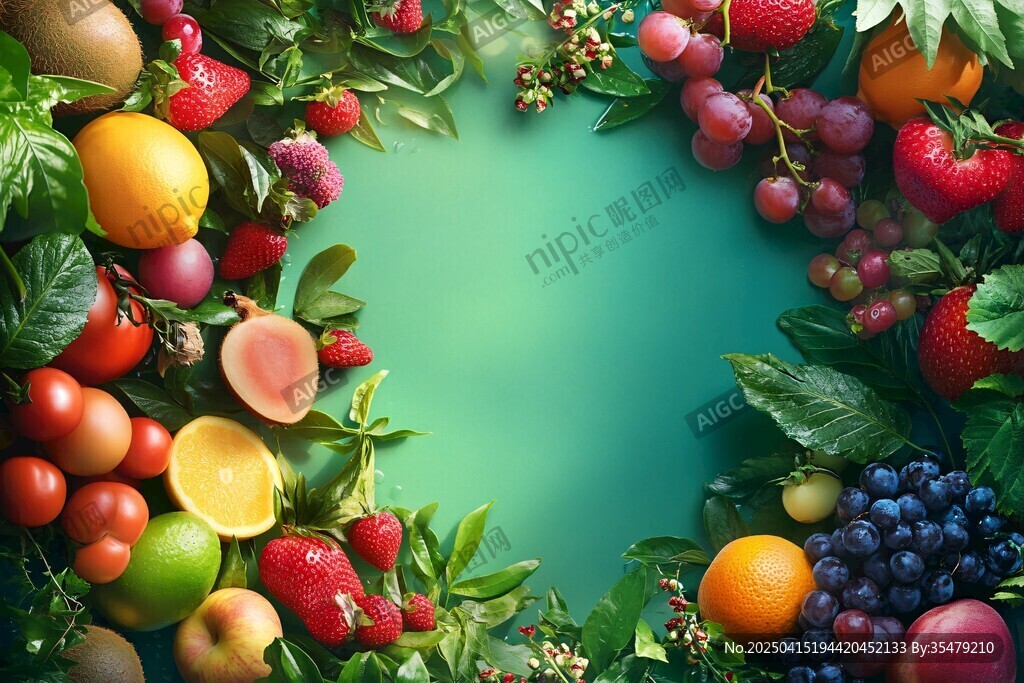 缤纷鲜果环绕的清新画面