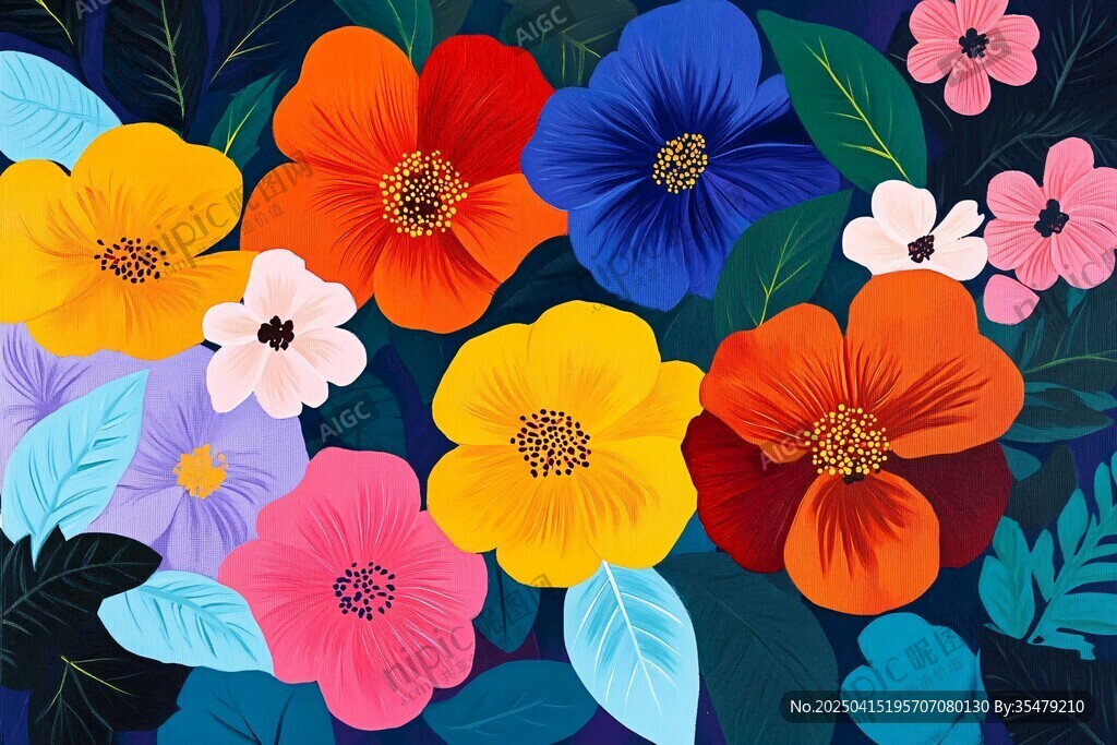 多彩花卉插画