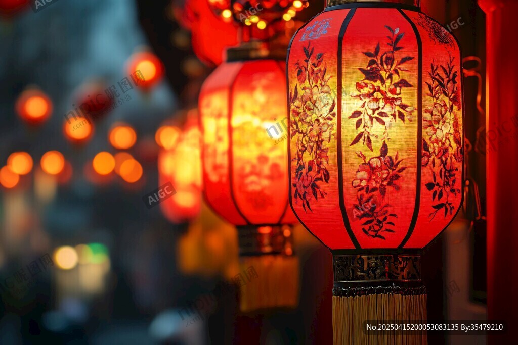 喜庆红灯笼点亮热闹氛围