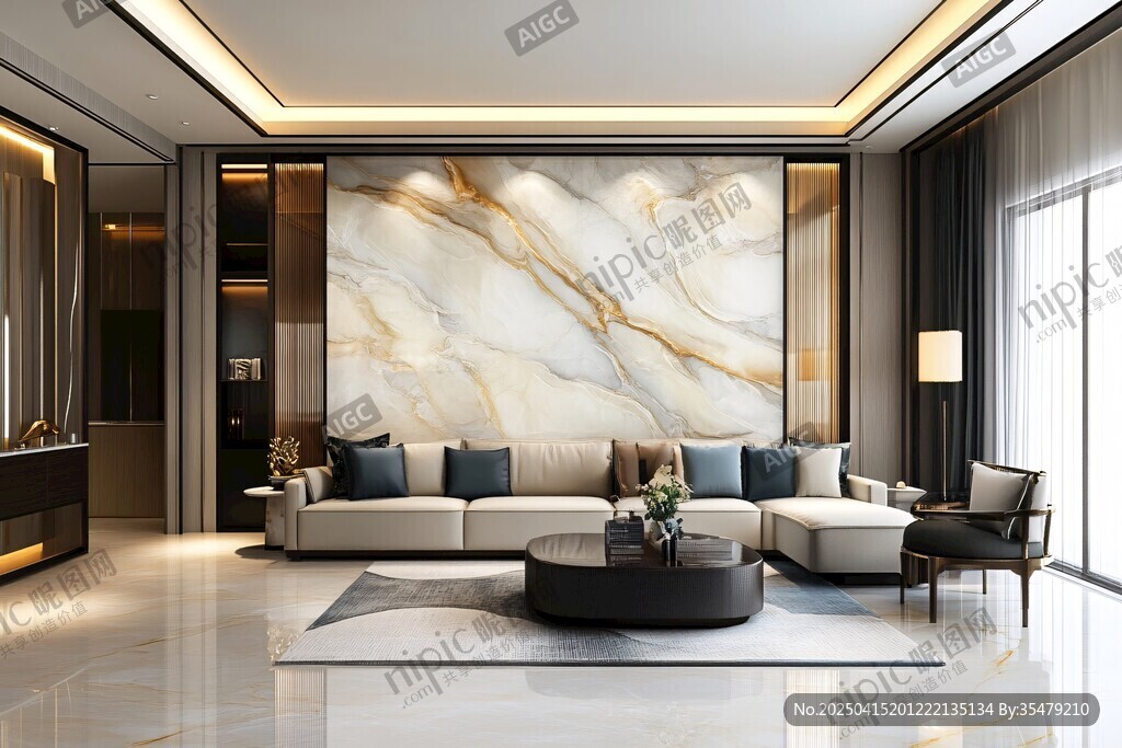 现代奢华大理石客厅空间