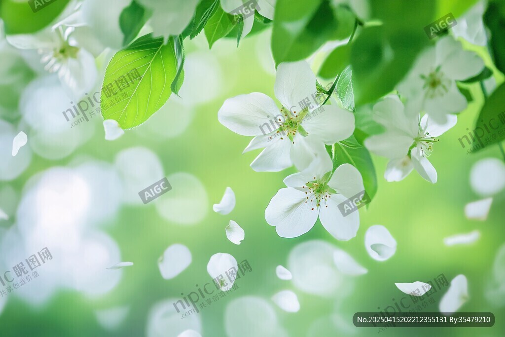 春日繁花飘落美景