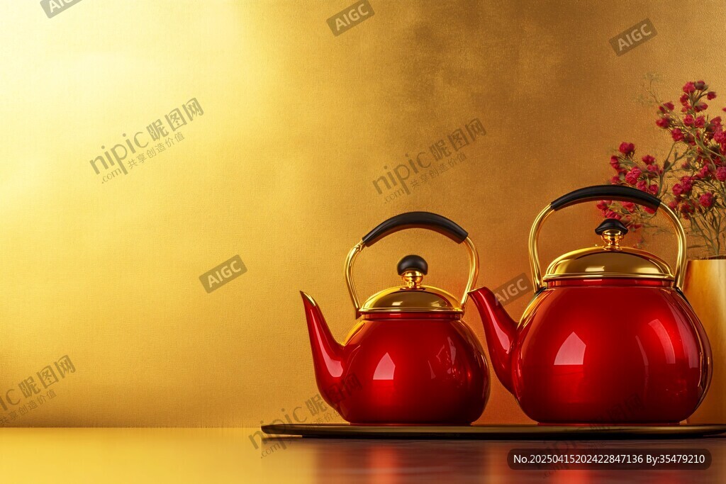 红色茶壶摆件 优雅家居风