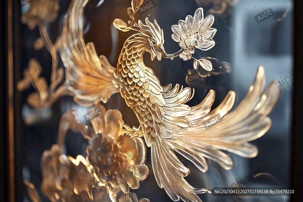 金色凤凰雕花艺术之美