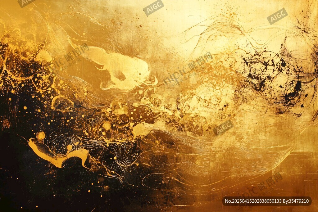 金色梦幻抽象艺术图景