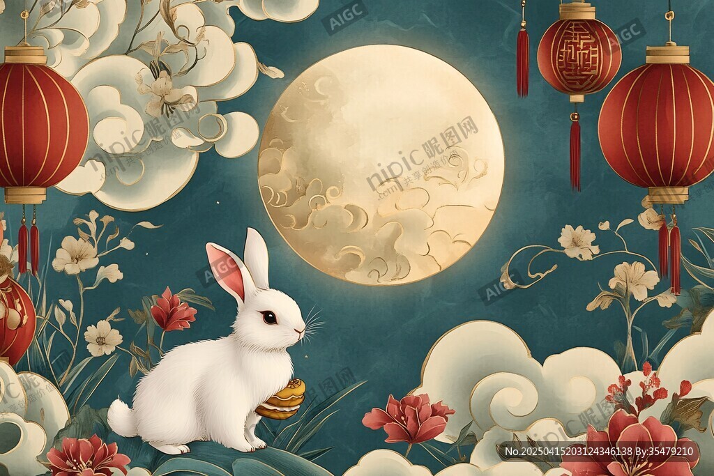 玉兔望月贺中秋佳节