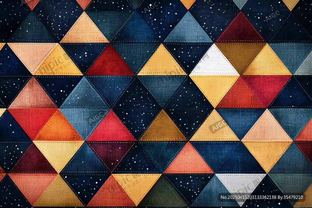 多彩三角拼接星空风织物