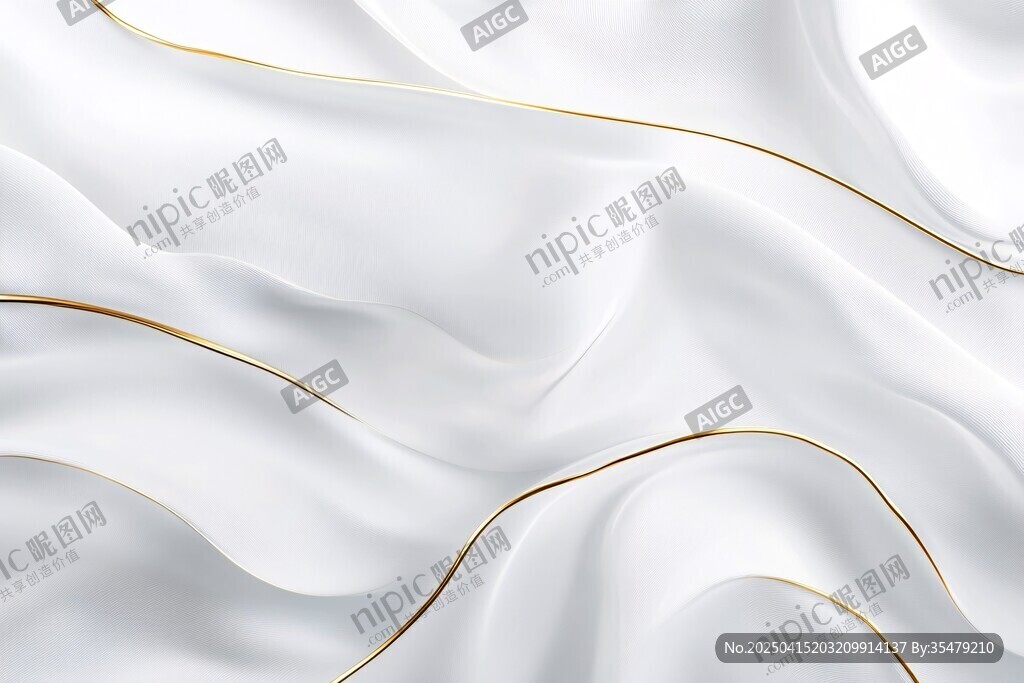 白色绸缎上的金色线条纹理