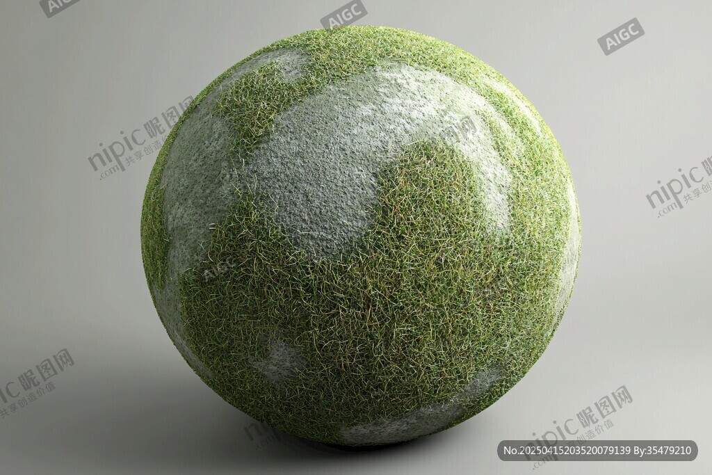 绿白相间的毛绒圆球