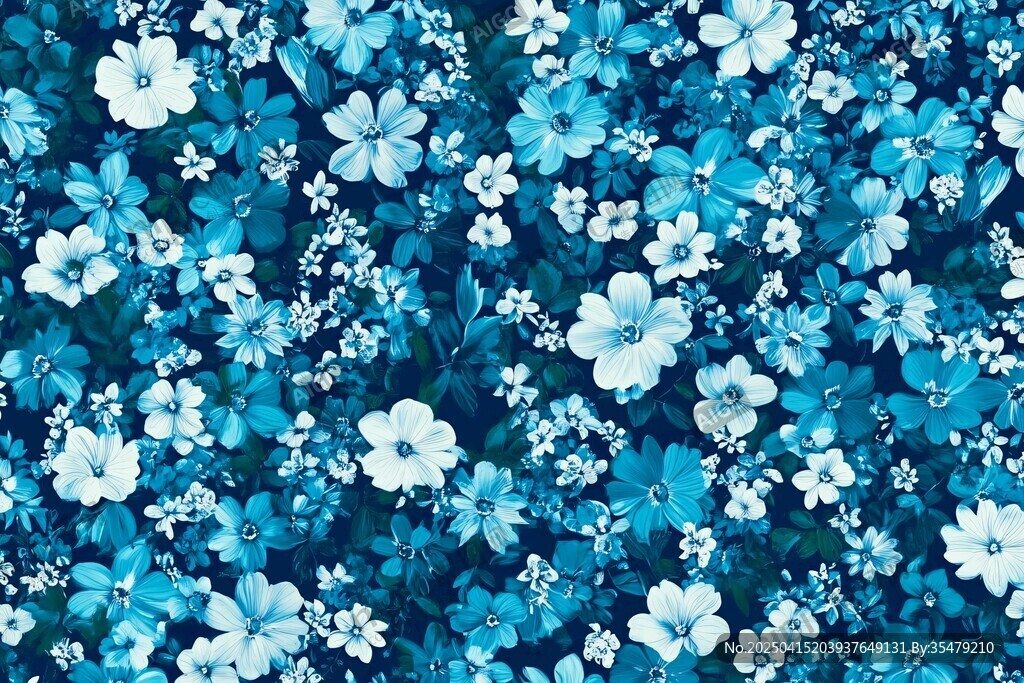 蓝白花卉图案背景