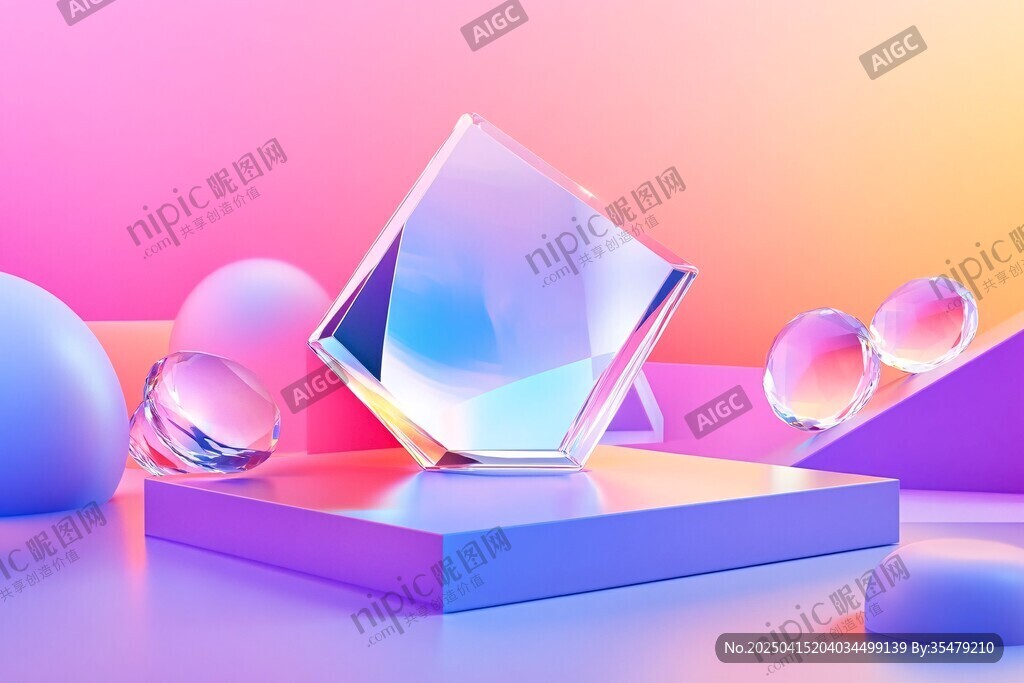 梦幻多彩水晶立方体展示