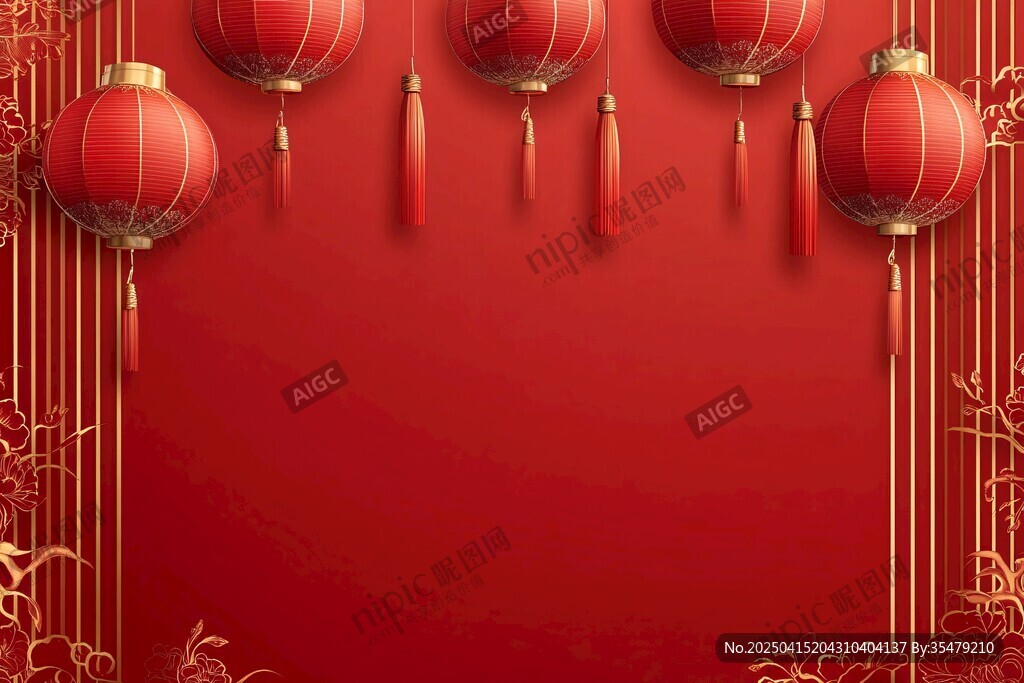 喜庆红灯笼 中式节日背景