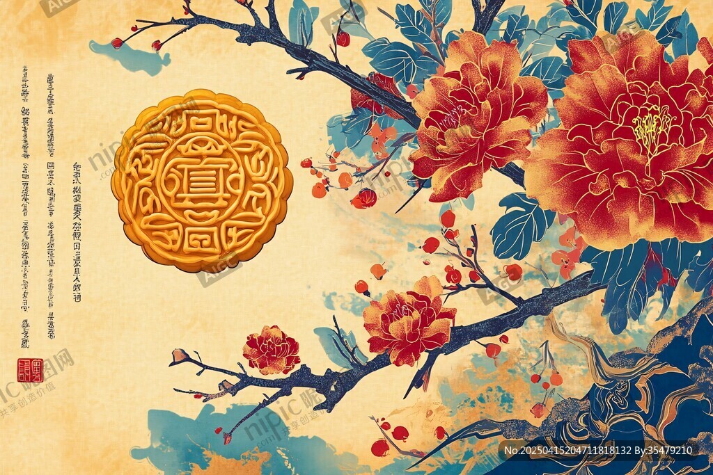 国潮中秋 繁花与月饼之美