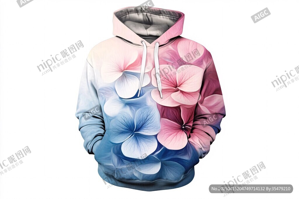 花卉图案连帽卫衣