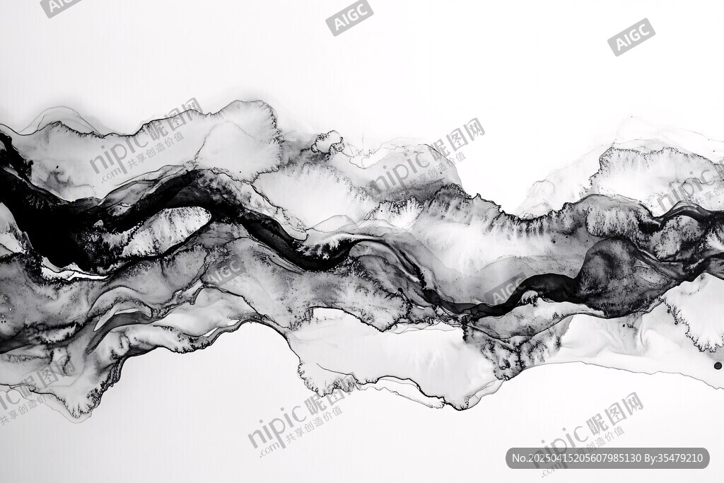 水墨抽象线条艺术画作
