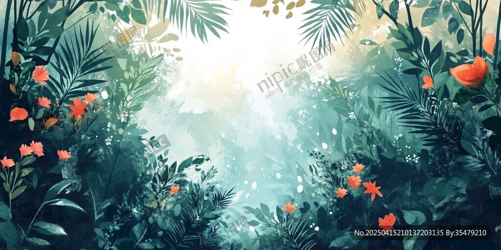 梦幻丛林中的光影花卉世界
