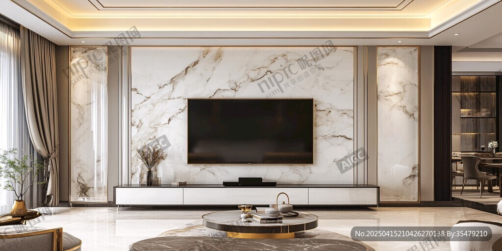 现代轻奢风客厅电视背景墙