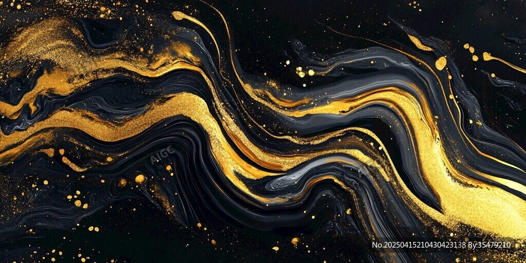 黑金流体艺术抽象背景图