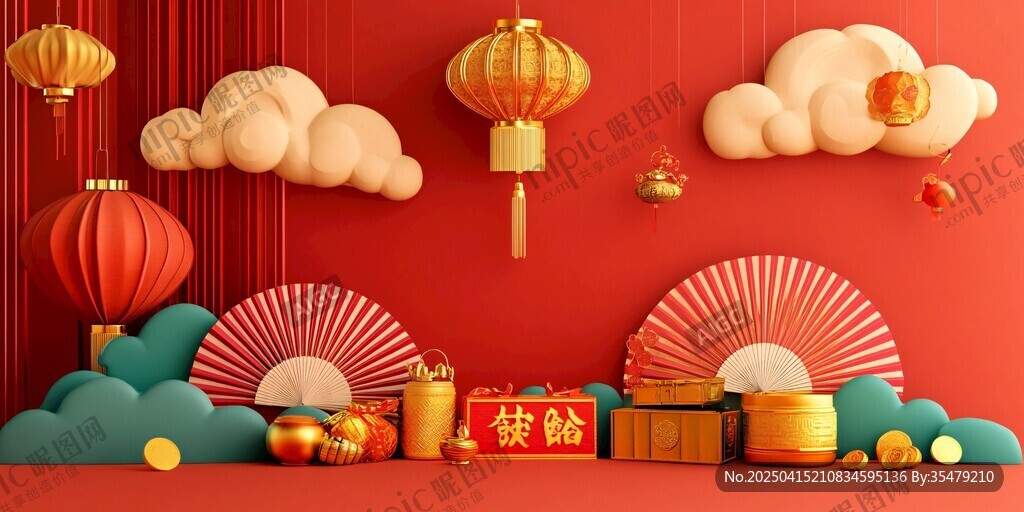 中式新春装饰场景布置