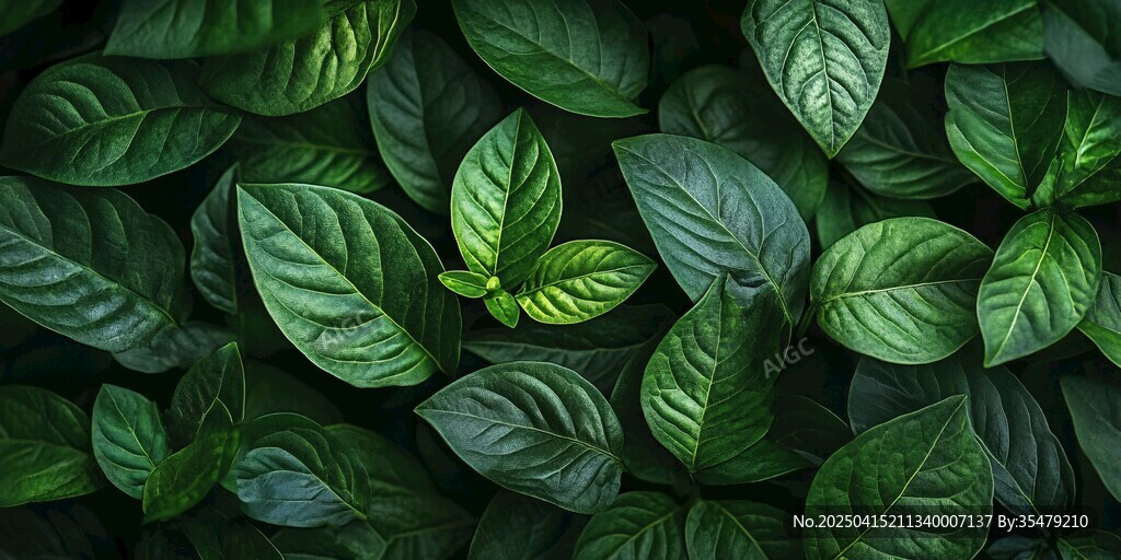 翠绿叶片构成的生机画面