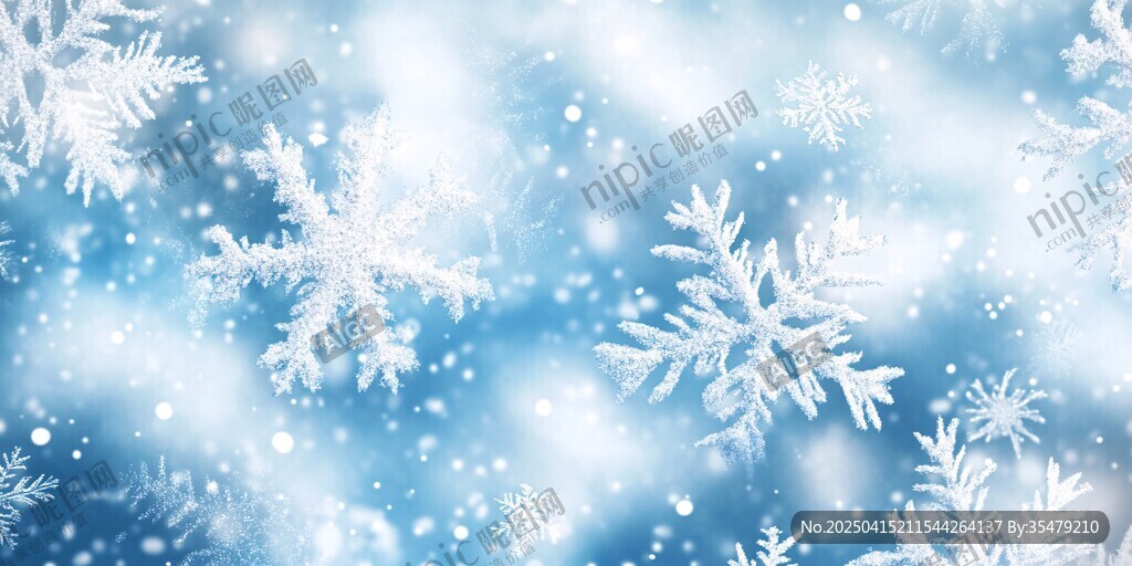 梦幻蓝色雪花背景图