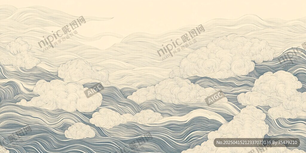 中式云海纹理背景图