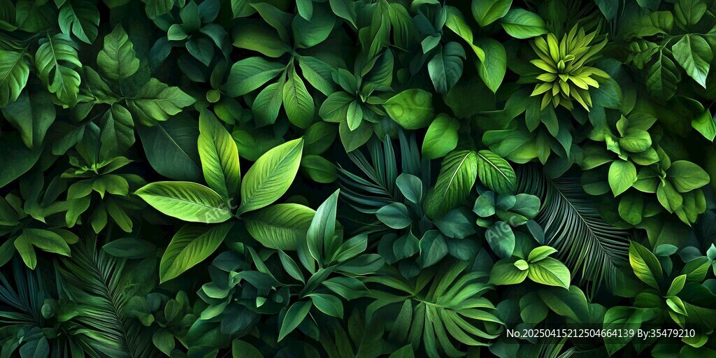 翠绿繁茂的热带植物背景