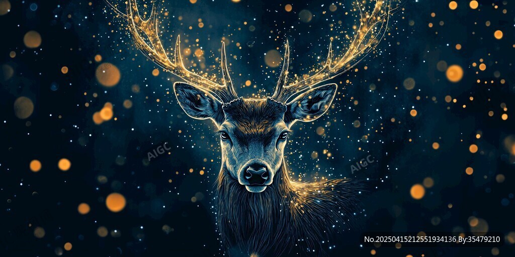 梦幻金角鹿 夜空中的精灵
