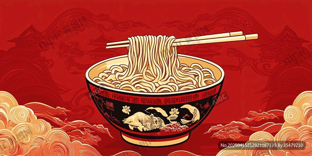 中式喜庆风的美味面条
