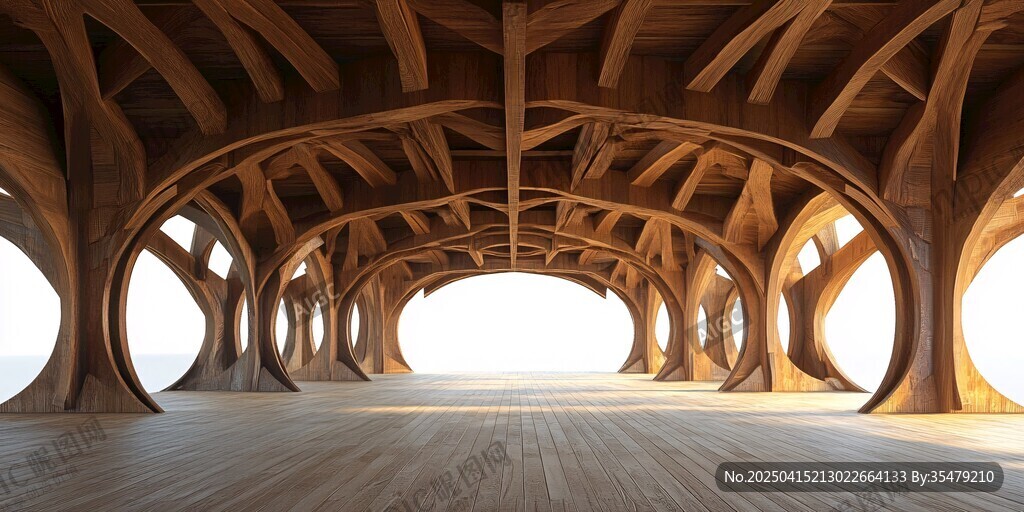 梦幻木质拱形建筑空间