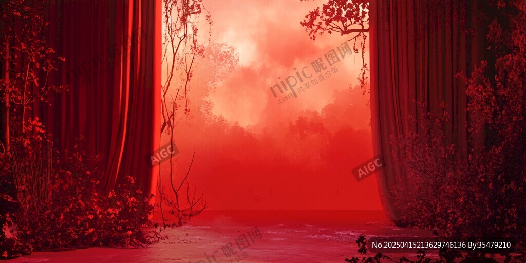 梦幻红幕启 神秘森林境