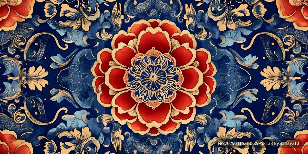 中式古典花卉纹样图案
