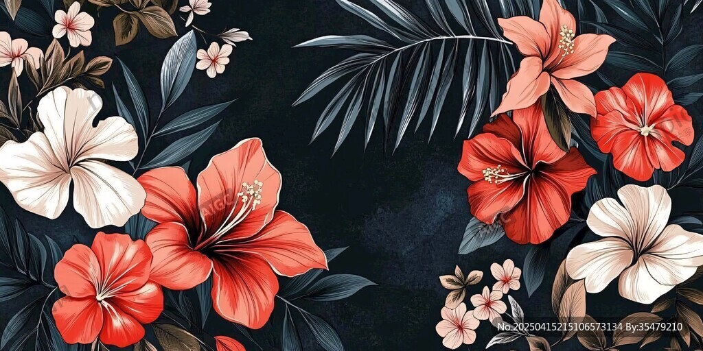 热带花卉图案背景