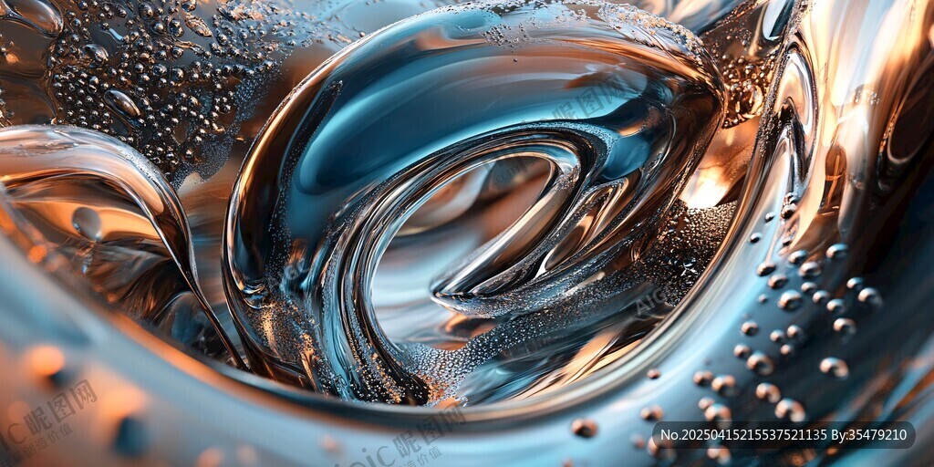 流动金属质感液体艺术画面