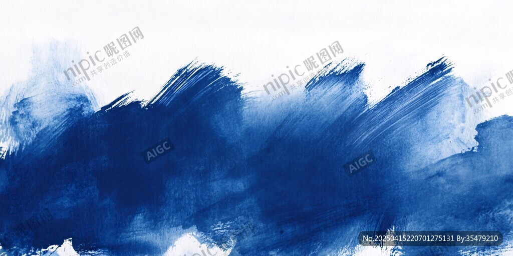 蓝色水墨笔触抽象背景图