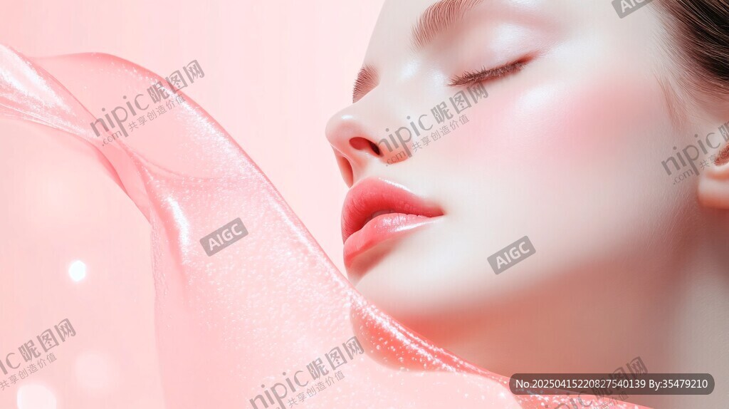 梦幻粉调下的柔美女性容颜