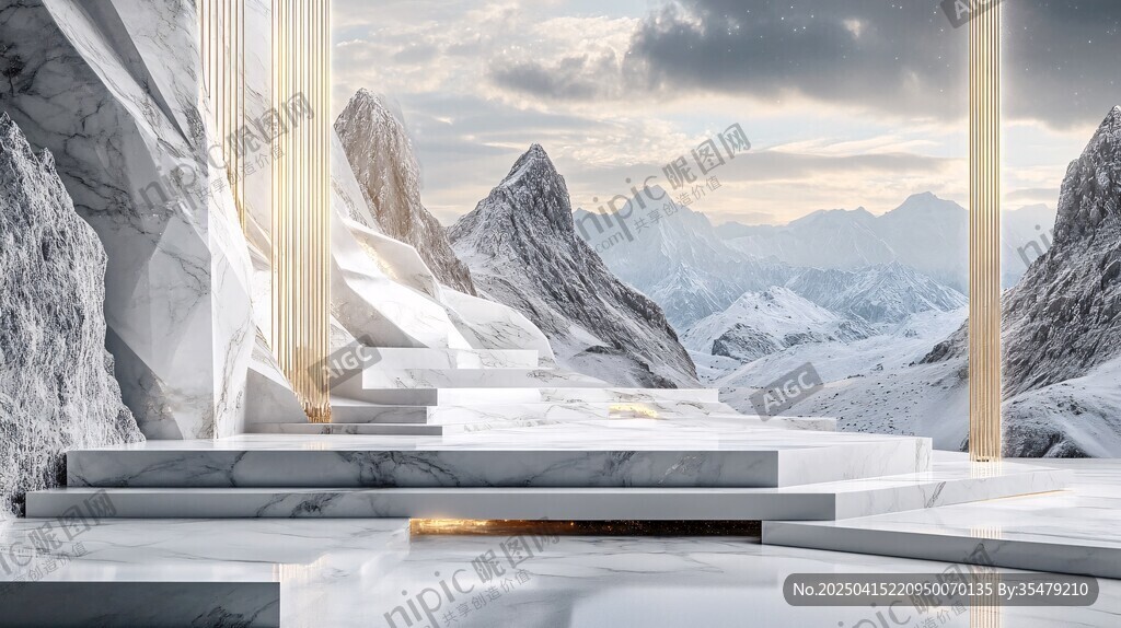 大理石观景台外壮丽雪山景