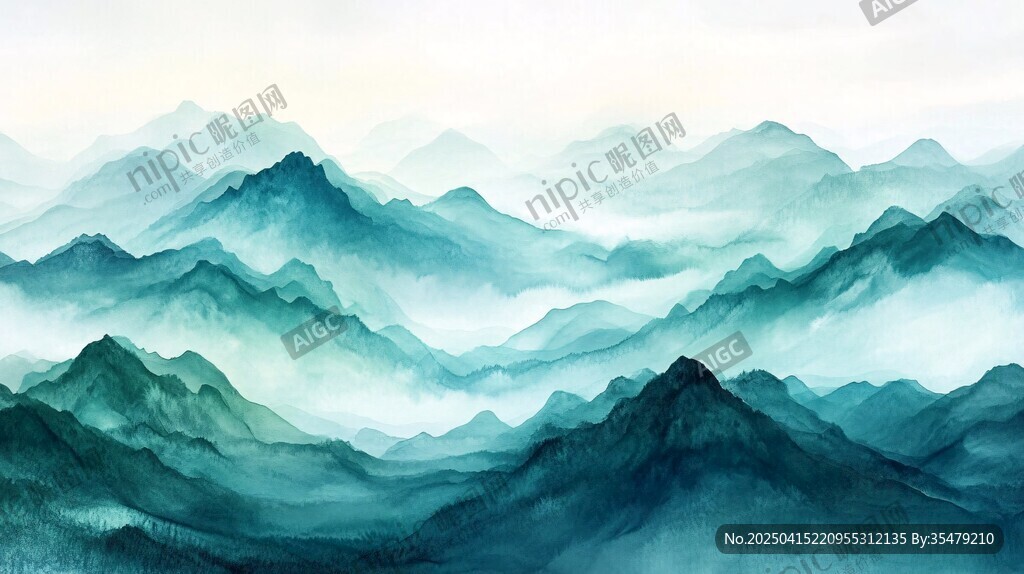 水墨绘就的层峦叠嶂美景