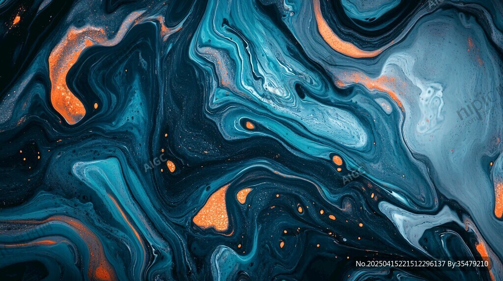 蓝橙流体艺术抽象纹理图