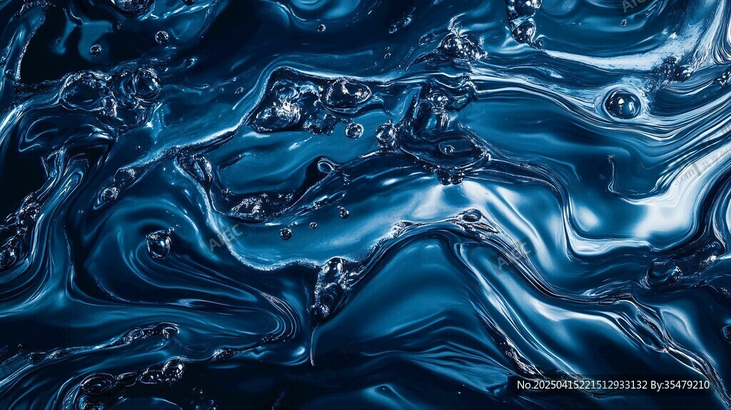 蓝色流动液体纹理画面